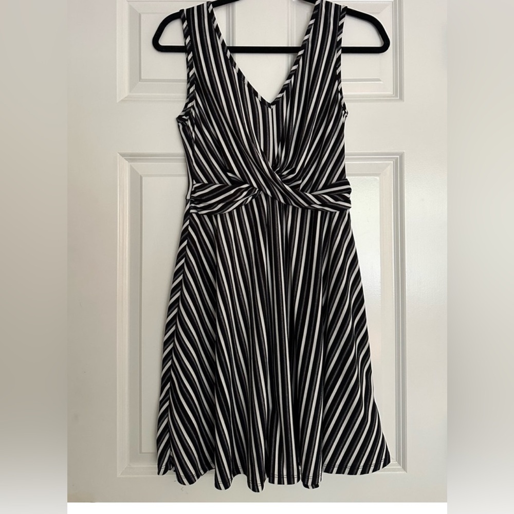 Candie's Black and White Striped Midi Dress